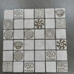 Mosaïque en travertin 4.8x4.8 x1cm - impression Incas  - 1er choix