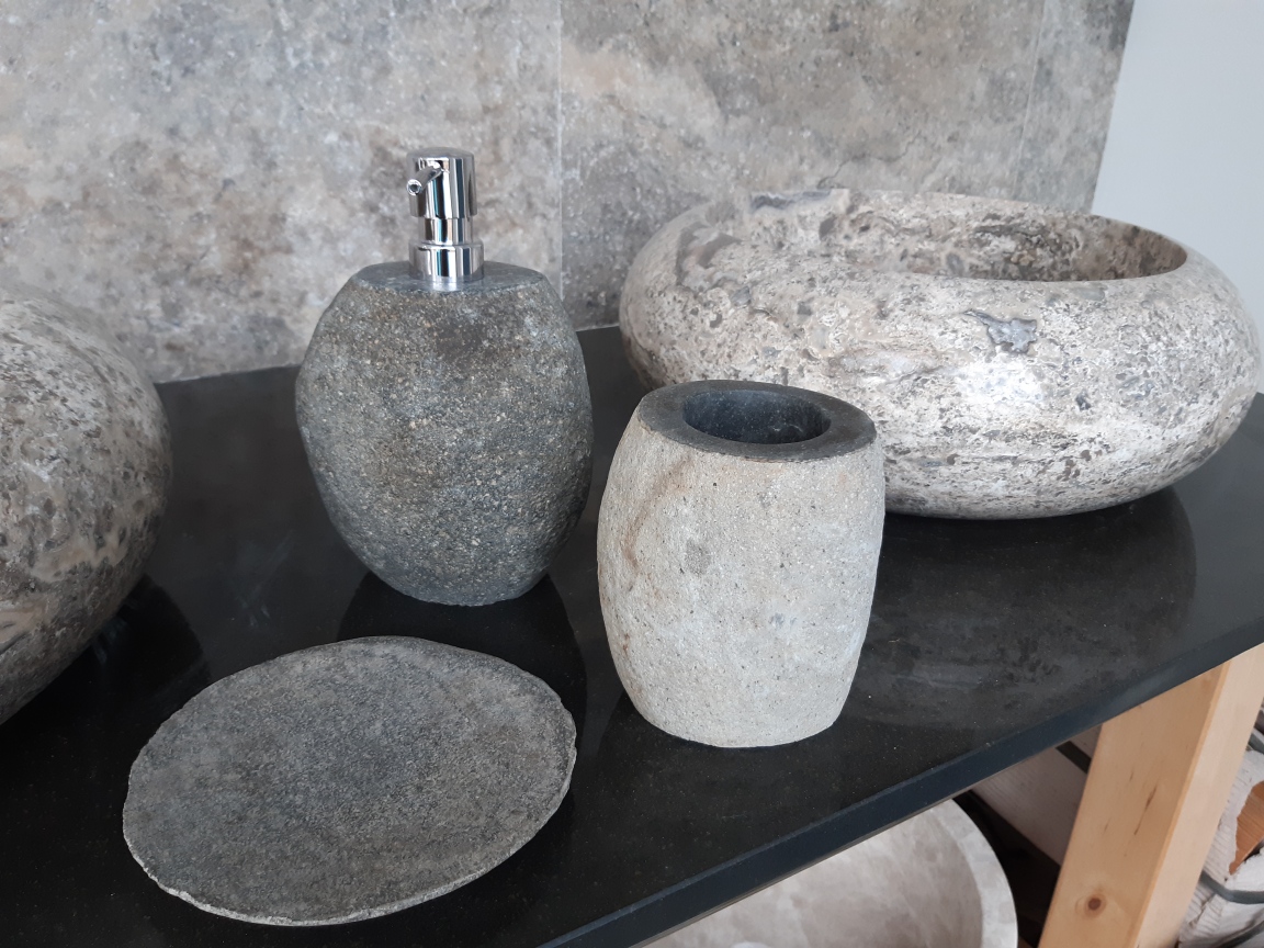 Set d'accessoires de salle de bain en pierre bleu GUATIRE