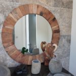 Miroir Sandy en bois de Teck - beige