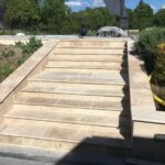 Margelle - 40X60x3cm- bord rond-Travertin mixte beige Vieilli 1er choix