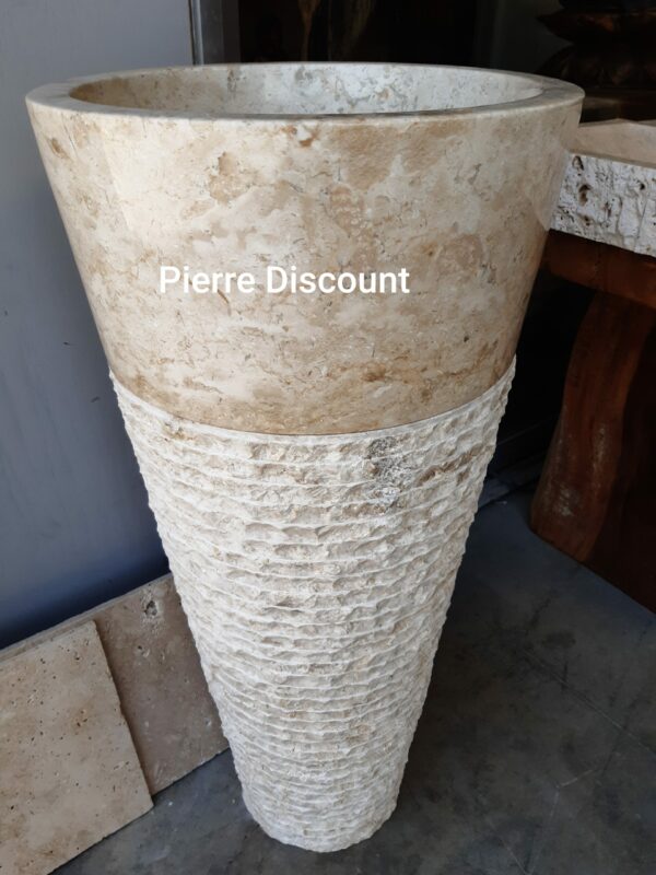 Vasque colonne Marbre / Travertin Beige