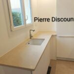 Plan de travail en pierre de Mareuil beige. (Marbre) 2cm – Image 5